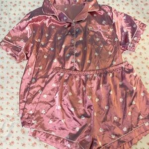 Satin hearts pajama set